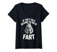 Femme If They Talk Behind Your Back Fart Alpha Wolf Salle de Bain T-Shirt avec Col en V