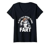 Femme If They Talk Behind Your Back Pet Alpha Wolf Cringe T-Shirt avec Col en V