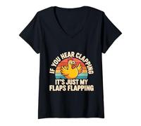 Femme If You Hear Clapping It's Just My Flaps Flapping - T-Shirt avec Col en V