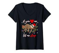 Femme If You Love me Let me Sleep Nightgown Funny Christmas Sloth T-Shirt avec Col en V