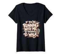 Femme If You're Running with Me Expect to Walk Funny 5k Humour T-Shirt avec Col en V