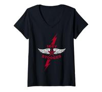 Femme Iggy and the Stooges Lightning Bolt Officially Licensed T-Shirt avec Col en V