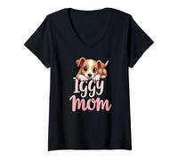 Femme Iggy Mom Chien Lévrier italien Mama mignon chiot T-Shirt avec Col en V