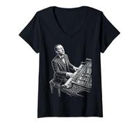 Femme Igor Stravinsky Compossier Pianiste T-Shirt avec Col en V