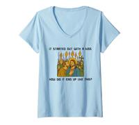 Femme Il a commencé par Un Baiser Comment ça s'est Fini comme ce Jésus T-Shirt avec Col en V