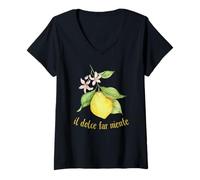 Femme Il Dolce Far Niente Italian Sweet Nothing Lifestyle T-Shirt avec Col en V