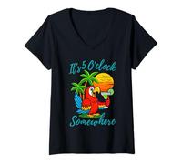 Femme Il est 5 Heures Quelque Part en Train de Boire Un Perroquet T-Shirt avec Col en V