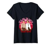 Femme Il est normal de les aimer les deux designs T-Shirt avec Col en V