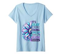 Femme Il est Normal de Respirer Une Fleur de Sensibilisation au Suicide T-Shirt avec Col en V