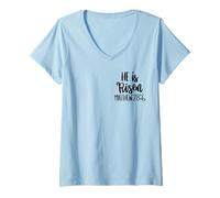 Femme Il est ressuscité Matthieu, Pâques, Jésus, Maman, Papa, Petits garçons et Filles T-Shirt avec Col en V