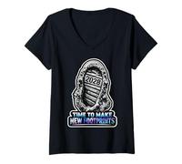 Femme Il est Temps de Faire de Nouvelles Empreintes 2028 T-Shirt avec Col en V