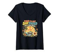 Femme Il est Temps de Faire Face à Un Navire : Une Petite croisière rétro sur Nauti T-Shirt avec Col en V