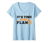 Femme Il est Temps pour Plan B Crypto Crypto-Monnaie BTC Bitcoin T-Shirt avec Col en V