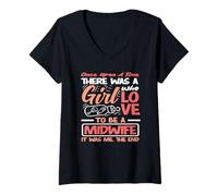 Femme Il était une fois le rêve d'une sage-femme amoureuse T-Shirt avec Col en V