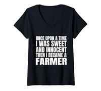 Femme Il était Une Fois Que j'étais Gentille, Puis Je suis devenue fermière T-Shirt avec Col en V