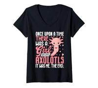 Femme Il était Une Fois Une Fille Qui aimait Les Axolotls, c'était T-Shirt avec Col en V