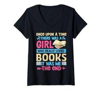 Femme Il était une fois une fille qui aimait vraiment les livres T-Shirt avec Col en V