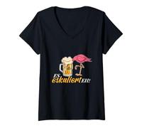 Femme Il Fait échelle, Flamant Rose, bière, vin, fête, Cadeau T-Shirt avec Col en V