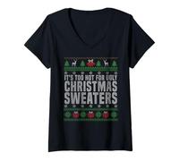 Femme Il Fait trop Chaud pour Un Vilain Noël T-Shirt avec Col en V