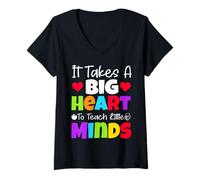 Femme Il Faut Un Grand cœur pour enseigner à Little Minds T-Shirt avec Col en V