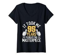 Femme Il m'a Fallu 95 Ans pour créer ce Chef-d'œuvre 95e Anniversaire T-Shirt avec Col en V