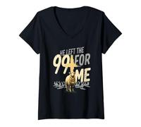 Femme Il m'a laissé Les 99 (Matthieu 18:12-13) T-Shirt avec Col en V