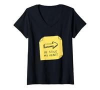 Femme Il m'a volé Mon cœur, Romance, Amour et Passion, Saint-Valentin T-Shirt avec Col en V