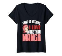 Femme Il N’y a Rien Que J’Aime Plus Que Le Manga Humour T-Shirt avec Col en V