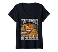 Femme Il n'est jamais trop Tard pour dissocier Le mème Amusant de Capybara Bootleg Y2K T-Shirt avec Col en V
