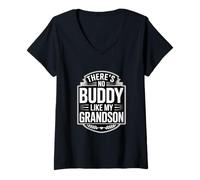 Femme Il n'y a Pas de Copain comme l'amour de Mon Petit-Fils et de Mes Grands-Parents T-Shirt avec Col en V