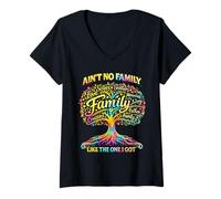 Femme Il n'y a Pas de Famille comme Celle où J'Ai EU Une drôle de réunion de Famille T-Shirt avec Col en V