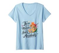 Femme Il n'y a Pas d'erreur Seulement Happy Little Accidents Artists T-Shirt avec Col en V