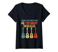 Femme Il n'y a Rien de tel Que trop de ukulélés T-Shirt avec Col en V