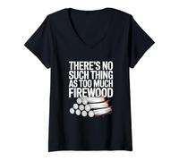 Femme Il n'y a Rien de tel qu'un Camp où il y a trop de Bois de Chauffage T-Shirt avec Col en V