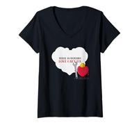 Femme Il n'y a Rien Que l'amour ne puisse réparer (Joli Motif en Forme de cœur) T-Shirt avec Col en V