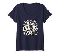 Femme Il s'agit de Mon Meilleur nettoyant de Tous Les Temps pour Nettoyer la poussière de l'équipe d'entretien ménagère T-Shirt avec Col en V