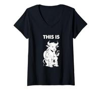 Femme Il s'agit d'un Graphique littéral Bull Pun T-Shirt avec Col en V