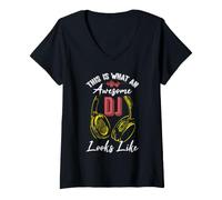 Femme Il s'agit d'un Look de DJ Awesome comme T-Shirt avec Col en V