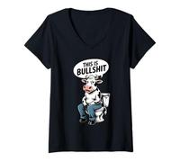 Femme Il s'agit d'une Vache Sarcastique drôle de connerie T-Shirt avec Col en V