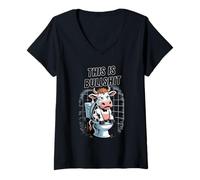Femme Il s'agit d'une Vache Sarcastique drôle de connerie T-Shirt avec Col en V