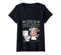 Femme Il s'agit d'une Vache Sarcastique drôle de connerie T-Shirt avec Col en V