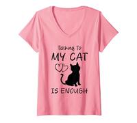 Femme Il Suffit de Parler à Mon Chat, Chats drôles T-Shirt avec Col en V