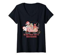 Femme Il voit ce Que tu as lu, Un Noël drôle et livresque. T-Shirt avec Col en V