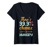 Femme Il y a 99,9% de Chances Que j'aie Faim T-Shirt avec Col en V