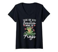 Femme Il y a Aussi des beautés Parmi Les Grenouilles Toad Froggy T-Shirt avec Col en V
