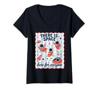 Femme Il y a de l'espace Ici pour Tout Le Monde éducation astronomique des Enfants T-Shirt avec Col en V