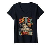 Femme Il y a de l'espace Ici pour Tout Le Monde Enseignant d'inclusion d'astronaute T-Shirt avec Col en V