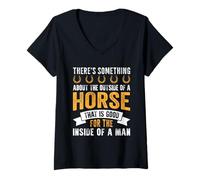 Femme Il y a Quelque Chose à Propos de l'extérieur d'un Cheval Qui est Bon T-Shirt avec Col en V