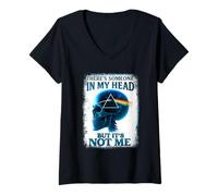 Femme Il y a quelqu'un dans ma tête mais ce n'est pas moi qui dit squelette T-Shirt avec Col en V