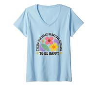 Femme Il y a tellement de belles raisons d'être heureux T-Shirt avec Col en V